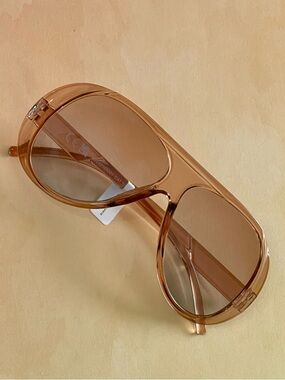 Anthropologie Oversized Transparent Amber Retro Boho Aviator Sunglasses